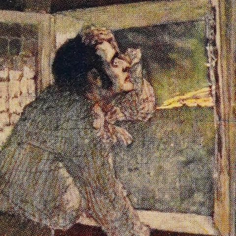 Heathcliff, detalhe de ilustração de Edmund Dulac